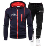 New Yes Boss Men's Autumn Winter Sets Zipper Hoodie+pants Two Pieces Casual Tracksuit Male Sportswear Brand Clothing Sweat Suit