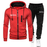 New Yes Boss Men's Autumn Winter Sets Zipper Hoodie+pants Two Pieces Casual Tracksuit Male Sportswear Brand Clothing Sweat Suit