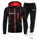 New Yes Boss Men's Autumn Winter Sets Zipper Hoodie+pants Two Pieces Casual Tracksuit Male Sportswear Brand Clothing Sweat Suit