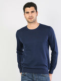 Colins Men Regular Fit Blue Melange SweatersMen's sweater fashion sweater outerwear,CL1023186