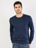 Colins Men Regular Fit Blue Melange SweatersMen's sweater fashion sweater outerwear,CL1023186